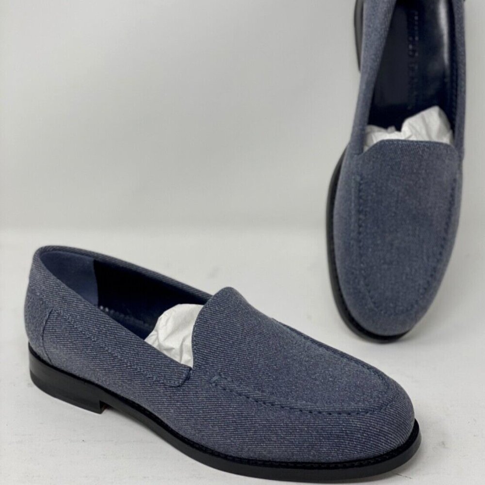 Manolo Blahnik Dineguardo Blue Denim Moc Toe Loafers 36 EU / 6 US / 3 UK / 5 AU